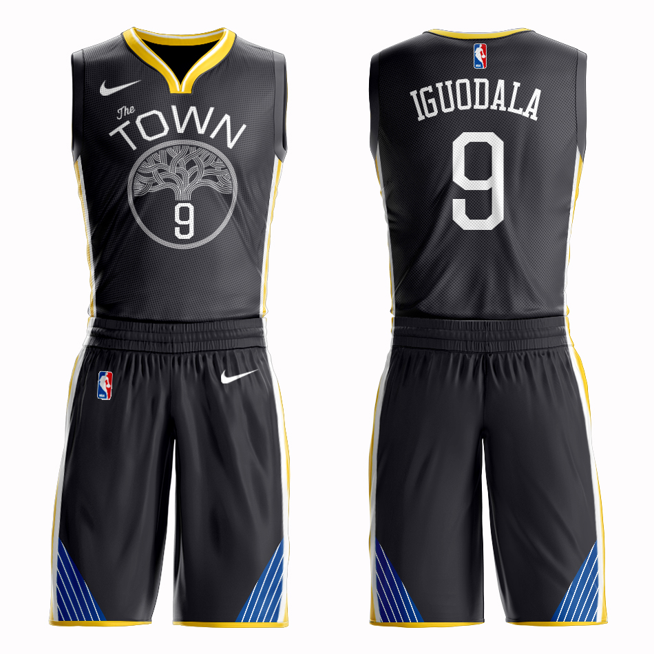 Men 2019 NBA Nike Golden State Warriors 9 Iguodala black Customized jersey